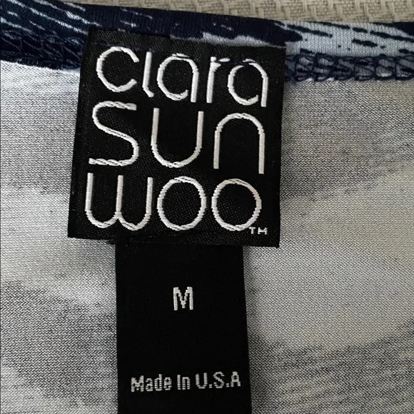 Clara Sun Woo Women's Blue Zebra Print Pullover Top Size Medium - Picture 2 of 7